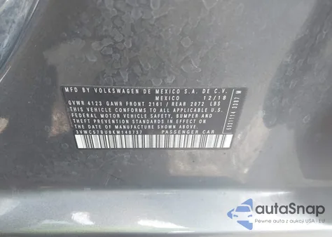 2019 Volkswagen Jetta 1.4T R-Line/1.4T S/1.4T Se из США, поврежденный, VIN 3VWC57BU8KM140737